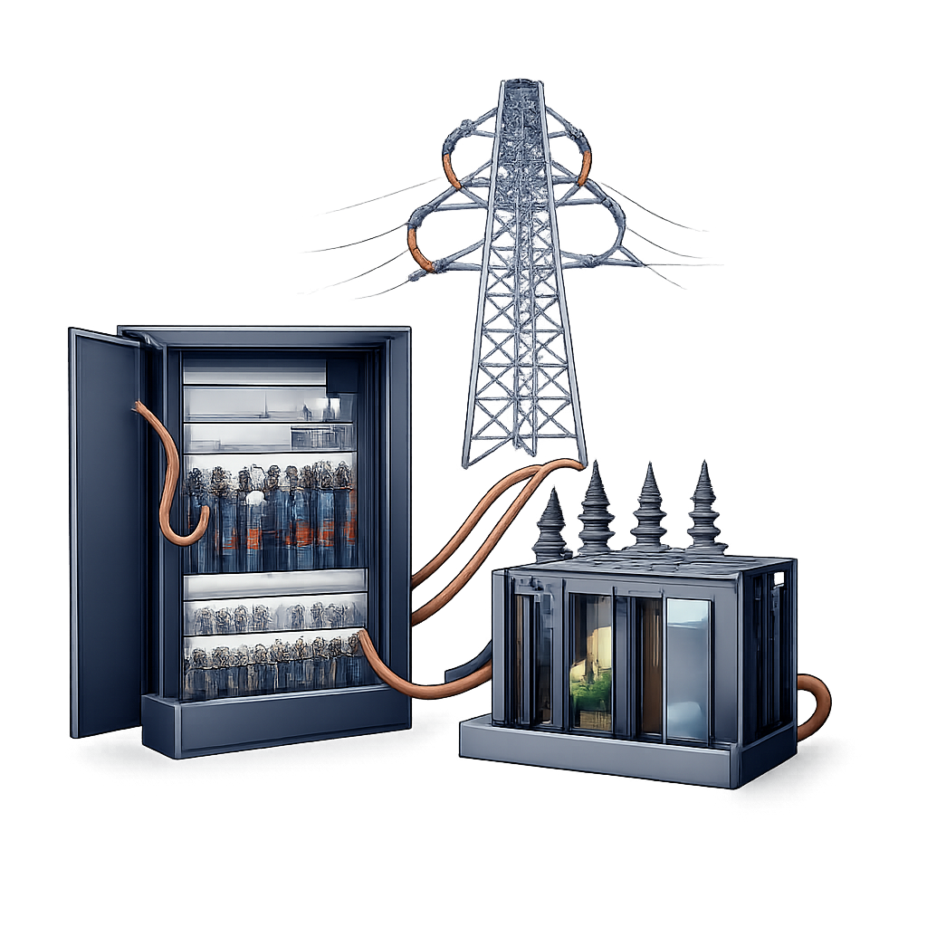 Image d’un tableau électrique et câbles